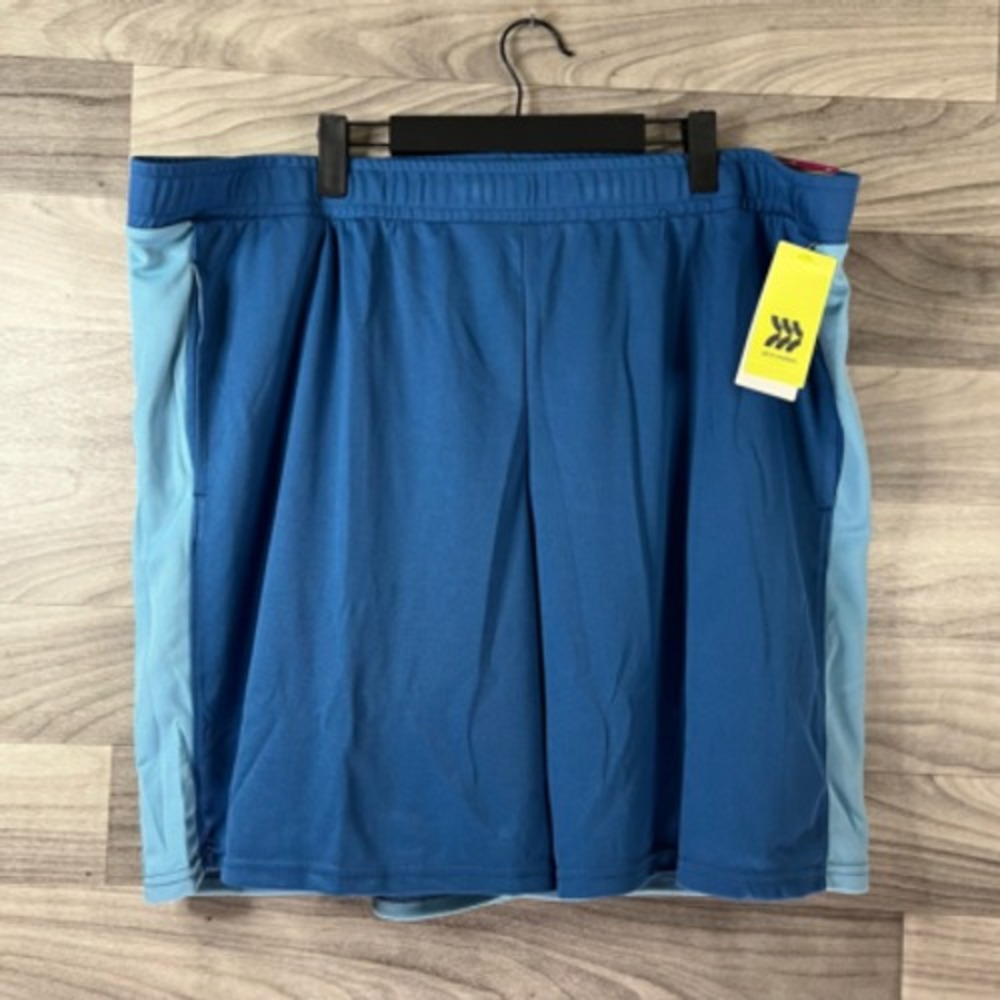 All In Motion Mens Fitness Shorts Blue Stripe‎ Drawstring 2XL New Activewear